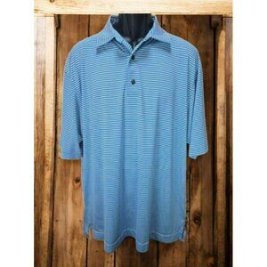FOOTJOY FJ Men's Golf Polo Large Seawash Blue Striped